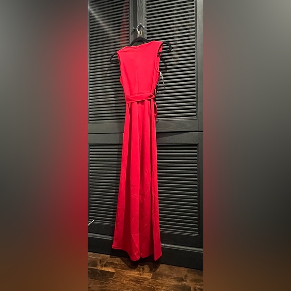 Elegant Office Work Sleeveless Belted Red Jumpsuit Romper NWT - Picture 7 of 9